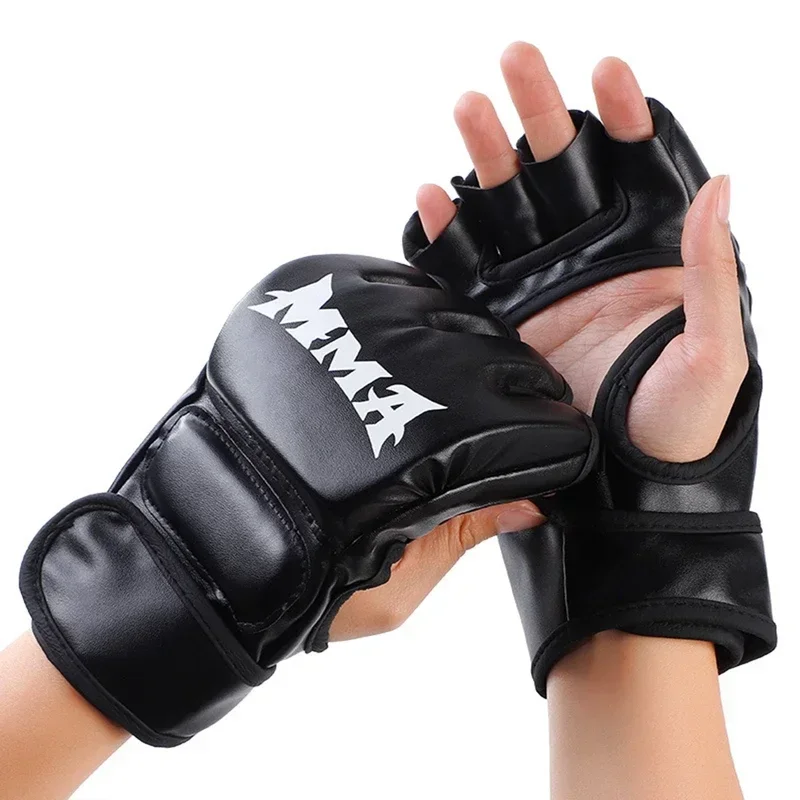 Motorcycle Glove Knuckle - Professionelle Boxtrainingshandschuhe Halbfinger-Lederhandschuhe mit Polsterung für