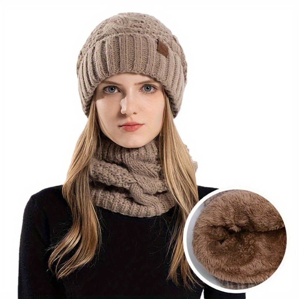 Wool Glove Lined - Weiche Winter-Mütze und Schal Set Fleece-Gefütterter