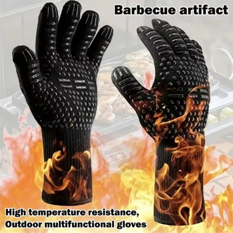Oven Mitt Silicone - Einteilige Grillhandschuhe, hohe Temperaturbeständigkeit, Ofenhandschuhe, 500–800