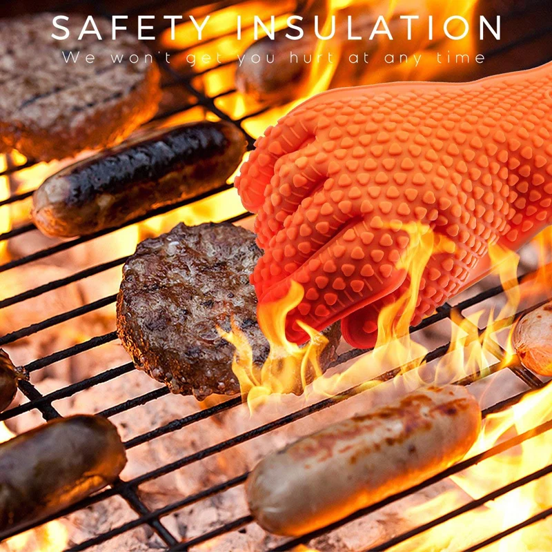 Oven Mitt Silicone - BBQ Silikon Grillhandschuhe Backhandschuhe Anti-Verbrühungen Kochen