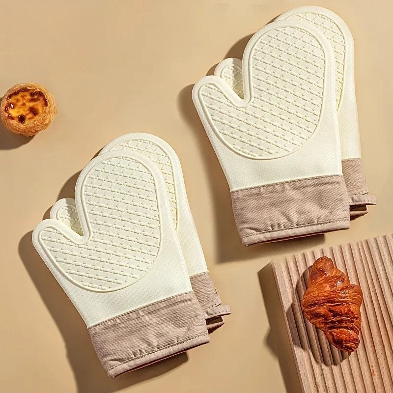 Oven Mitt Silicone - 1 Stück Hitzebeständige Silikon-Ofenhandschuhe - Doppelschichtige