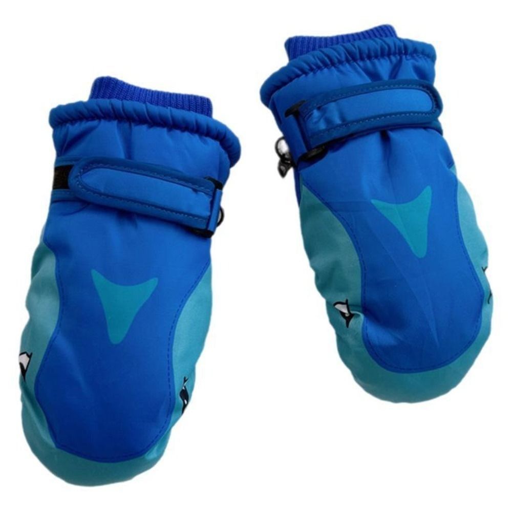 Ski Glove Waterproof - Cartoon-Kinder-Skihandschuhe, warm, mit Hai-Muster, Snowboard-Fäustlinge, winddicht,