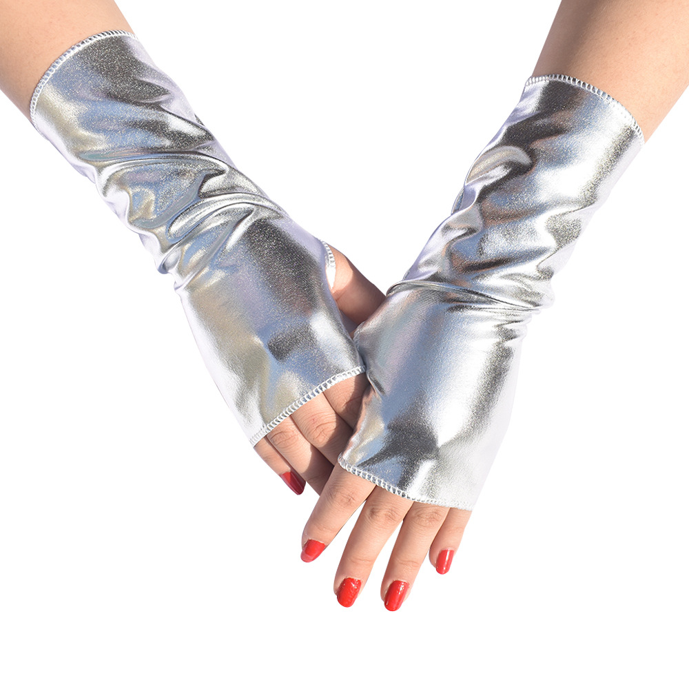 Fingerless Glove Knit - 1 Paar Damen Kunstleder Punk Gothic
